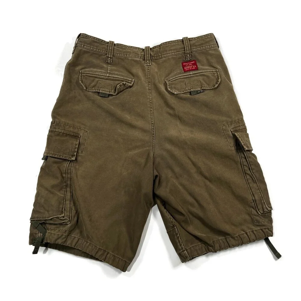 Abercrombie & Fitch‎ Cargo Shorts Green Heavy Button Fly 31 T-2083 Military